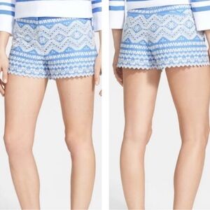 Tory Burch Veronique  Blue and Cream Shorts